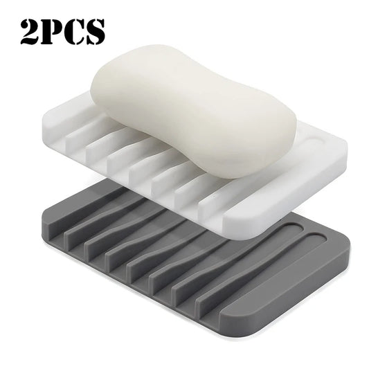 1/2pcs Self Draining Soap Holder Silicone Soap Dish Soap Saver for Shower Bathroom Kitchen Sponges Keep Soap Bars Dry Clean
