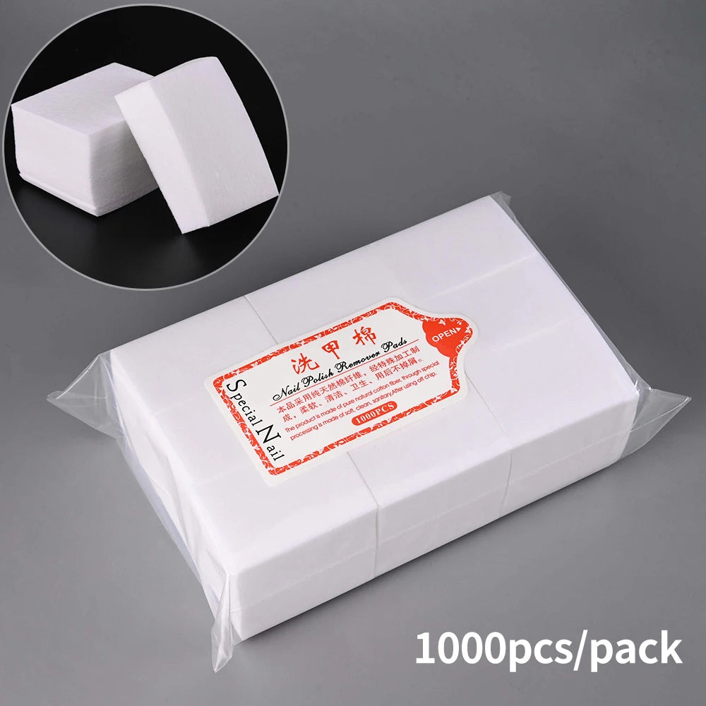 1000/600/500/100pcs Lint-Free Nail Cotton for UV Gel Polish Removal Wipes Paper Pads 100% Cotton Soft Non Woven Nail Cleaner Pad