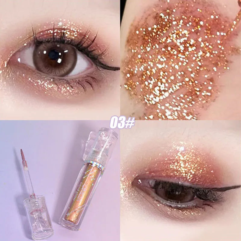 Pearlescent Chameleon Liquid Eyeshadow Diamond Shimmer Fine Sparkling Sequins Eye Shadow Lying Silkworm Highlighter Quick Drying