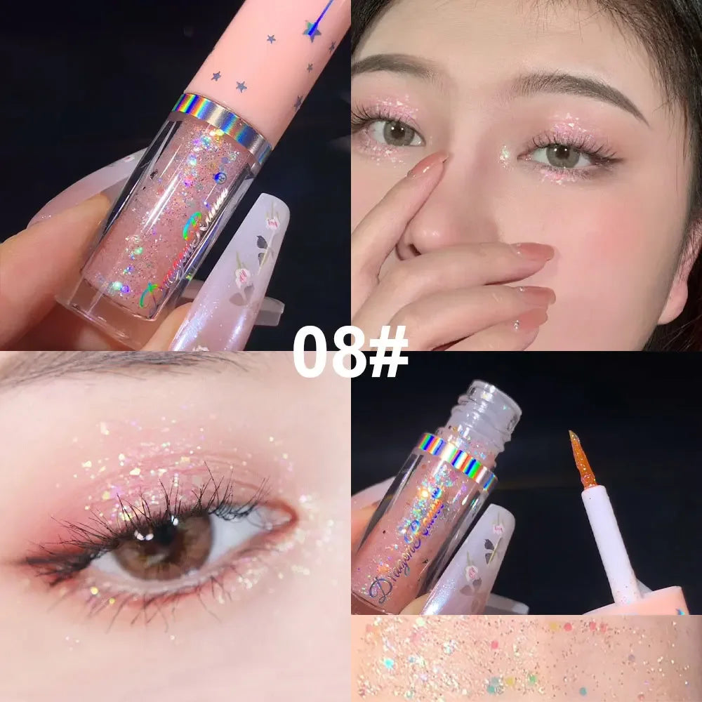 Blue Sequins Liquid Eyeshdaow Glitter Gel Shiny Metallic Eyeliner Pen Diamond Shimmer Waterproof Eye Beauty Party Makeup Tool