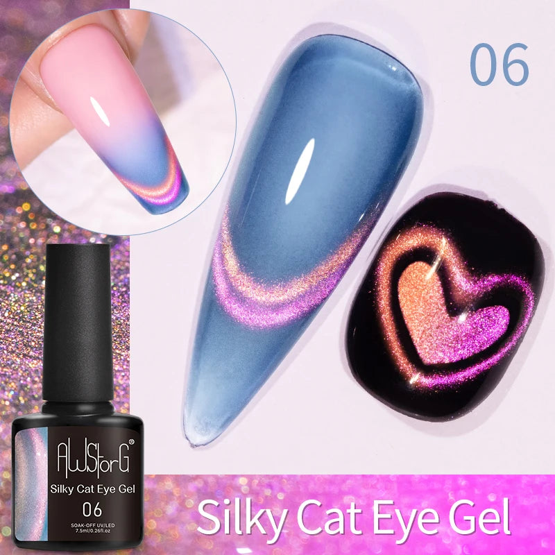 7.5ML Pink Blue Nail Gel Cat eye Semi Permanent Nail Art Soaking UV LED Nail Salon DIY Nail Salon Gel For Autumn And Winter