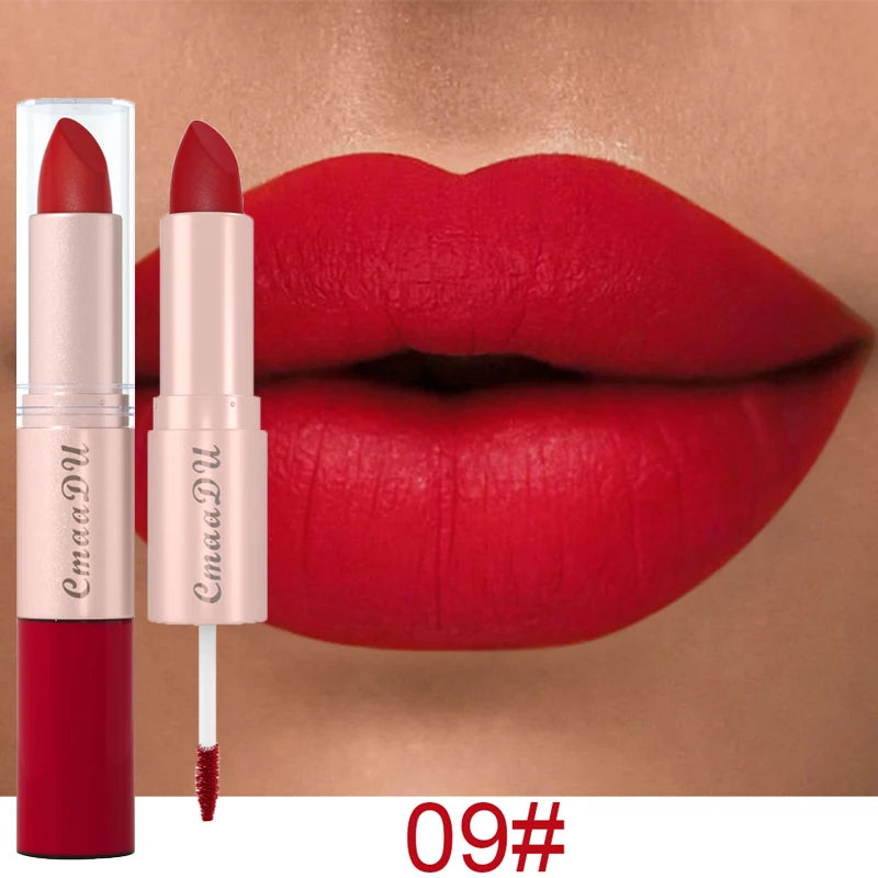 1/3Pcs Double Head Matte Lipstick Sexy Red Lip Gloss Set 2 in 1 Matte Lip Stick Non-stick Cup Lasting Waterproof Makeup Beauty