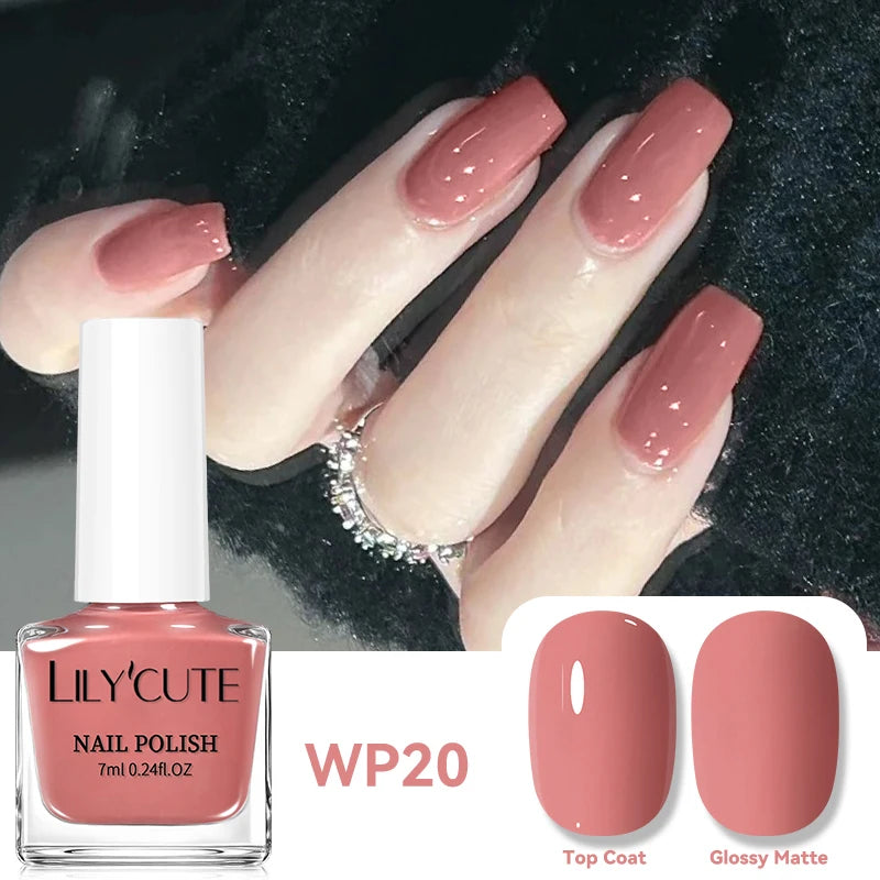LILYCUTE 7ml Dark Red Nail Polish Water-based Colorful Glitter Sequins Air Dry No Need Cure Nail Art Supplies Gorgeous Color