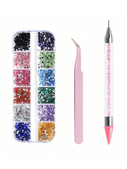 Nails Art Multi-Size Flat Back Acrylic Rhinestones 3D Crystal DIY Decorations Glitter Crystal Gem Manicure Accessories With