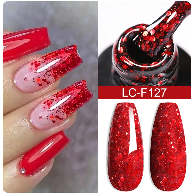 LILYCUTE 7ML Reflective Glitter Gel Nail Polish Bright Sparkling Silver Color Semi-permanent Soak Off Nail Art UV Gel Varnishes