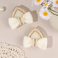 2Pcs Cat Ear Bow Hair Clips Elegant Pearls Rhinestone Hairpins Ribbon Barrette For Girls Children Headdress Hair Accessories