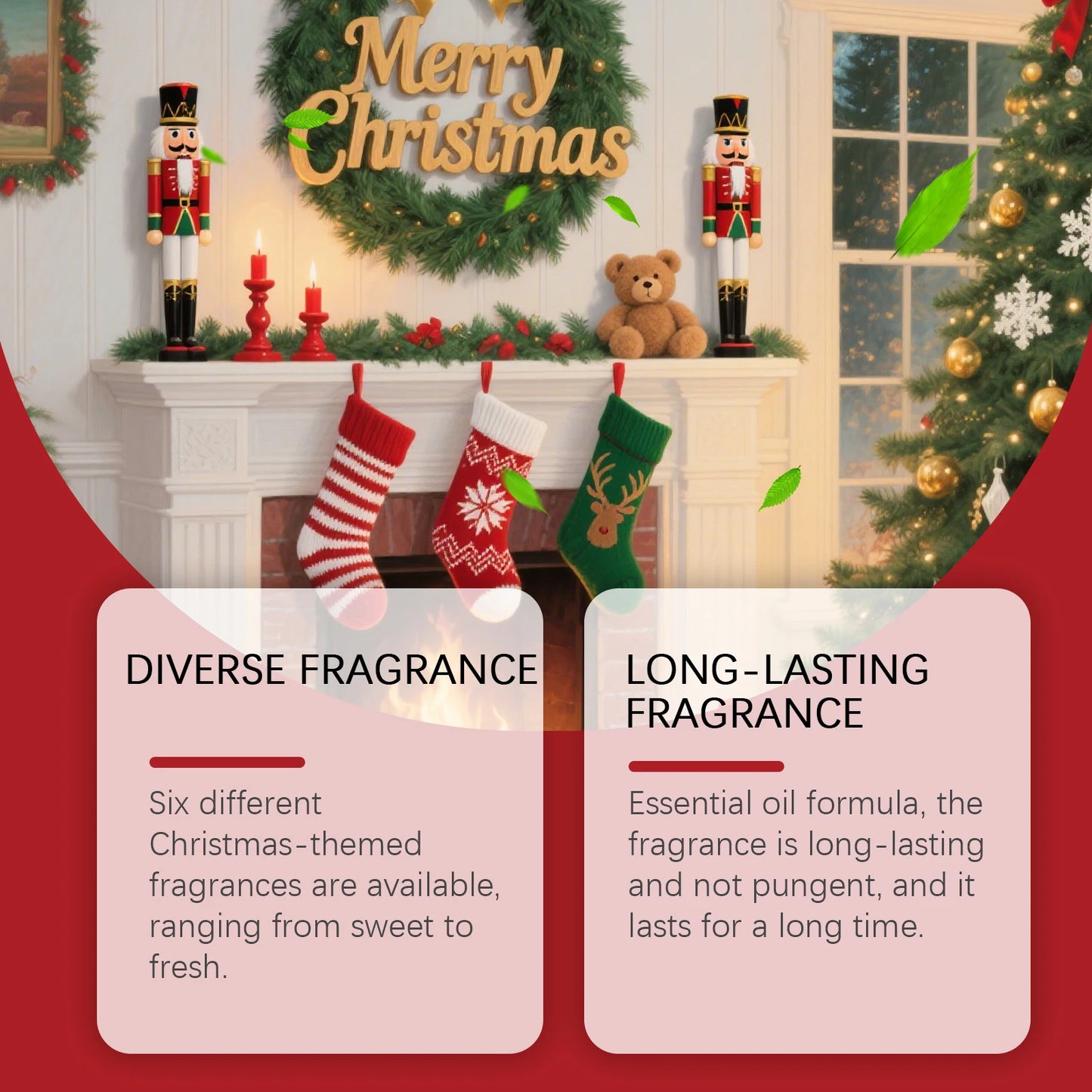 Christmas Aromatherapy Essential Oil Set  Long Lasting Fragrance 6 Holiday Scents Festive Scents & Relaxing Atmosphere 6x10ml