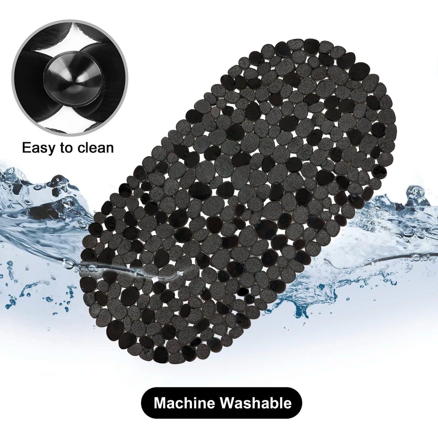 1pc Pebbles Bath Mat for Tub Non-Slip Bathtub Mat with Suction Cups, Drain Holes for Bathroom Showers, Tub, Machine Washable