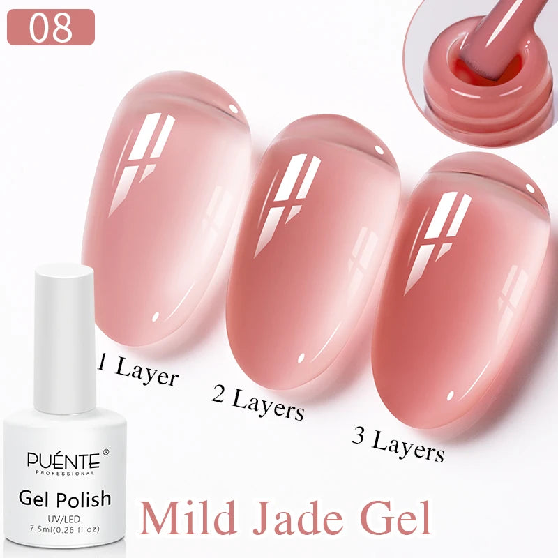 PUENTE Pearl Color Builder Nail Gel Polish Hema Free Shell Thread Glitter Nail Extension Semi-Permanent Construction Gel Varnish