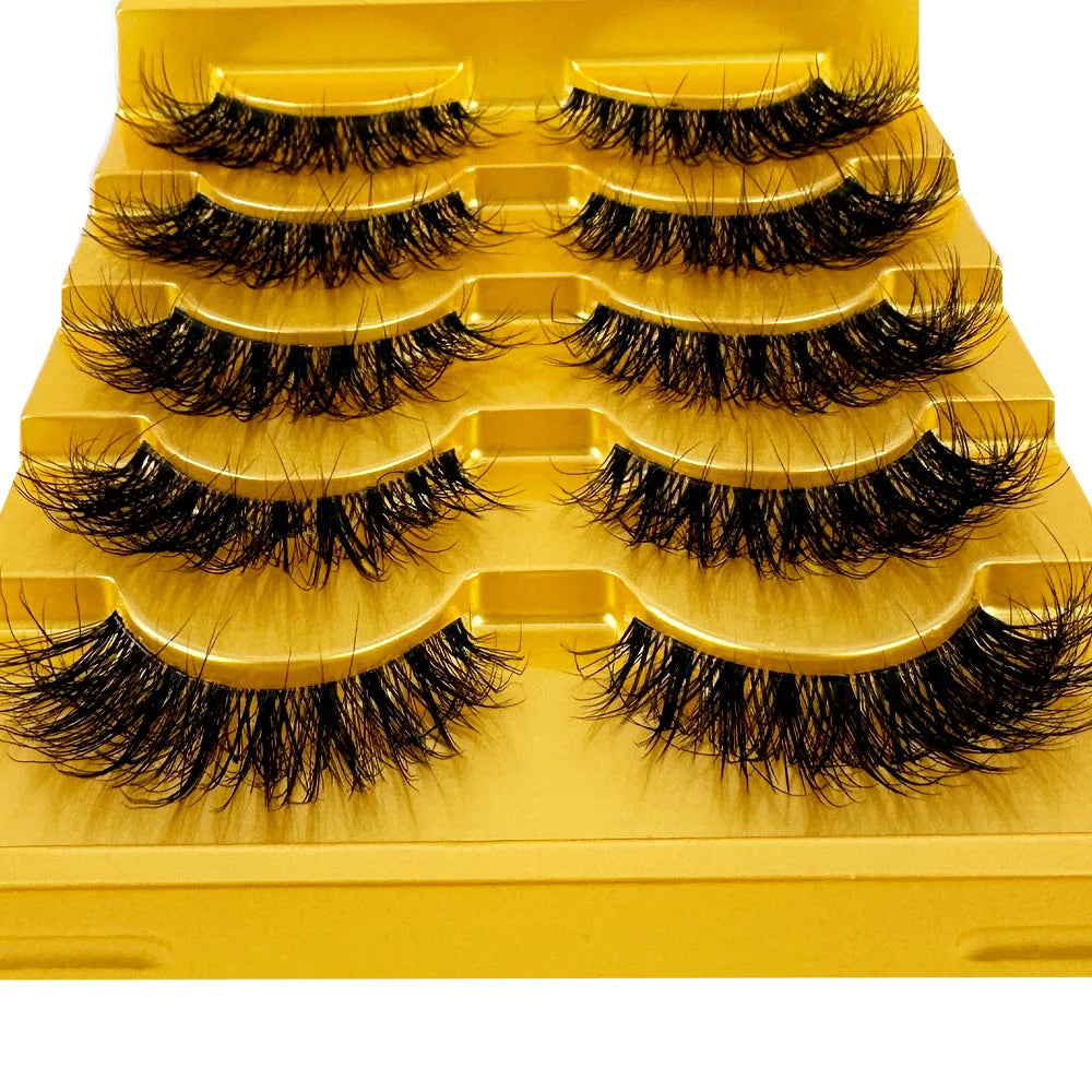 5pairs Mink Eyelashes Invisible Band Lash Extension Natural False Eyelashes Cross Cluster Fairy 3D Faux Big Eye Long Fake Lashes
