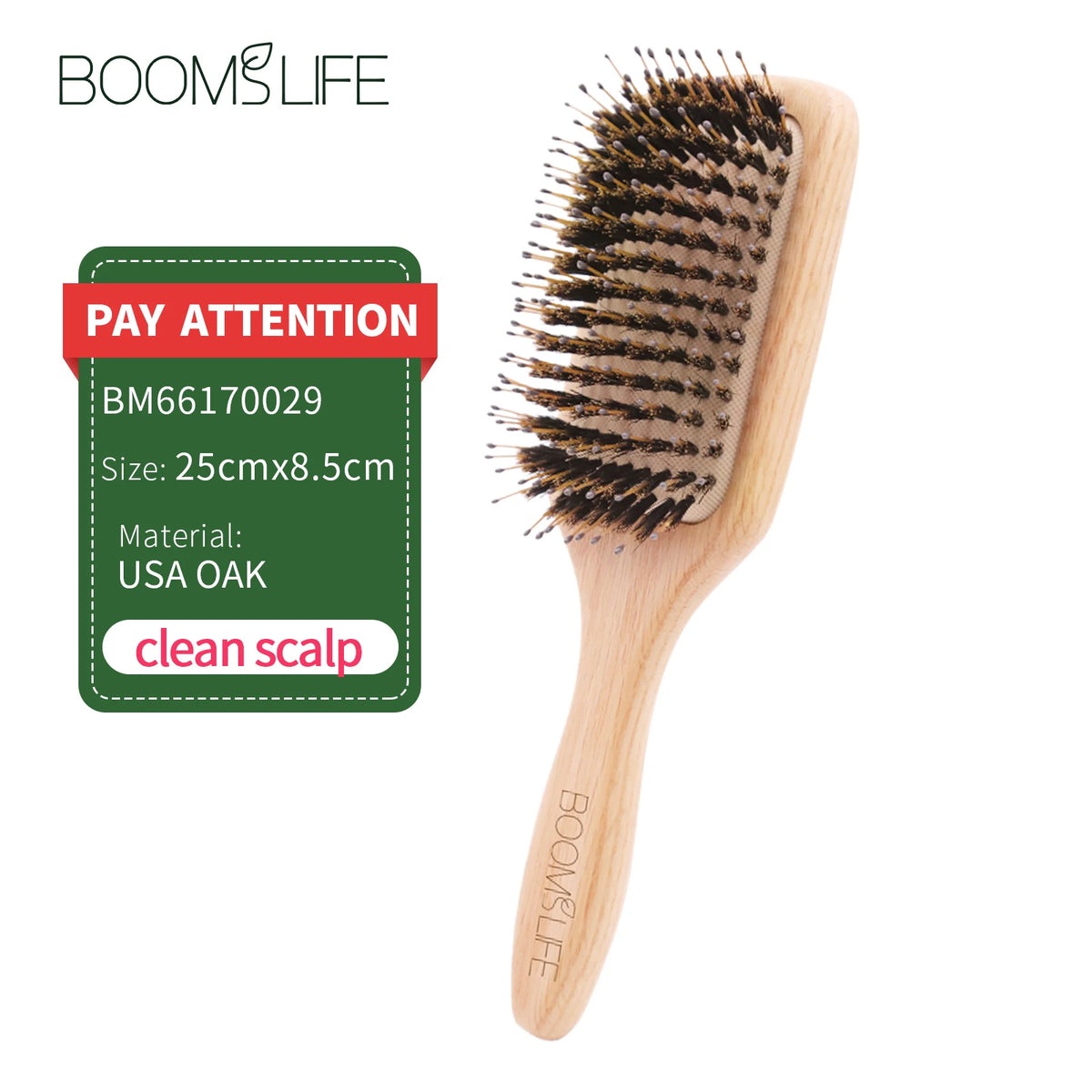 Boar Bristle HairBrush Wood Hair Brush Peine OAK Wood Combs for Women Barber Beauty Care Paddle Scalp Massage Brush