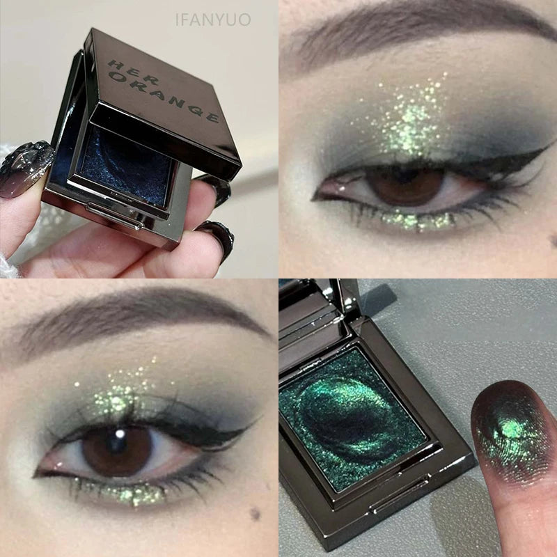 Diamond Monochrome Highlighter Eyeshadow Palette Chameleon Metallic Green Brighten Eye Shadow Fine Flash Eye Makeup Cosmetic