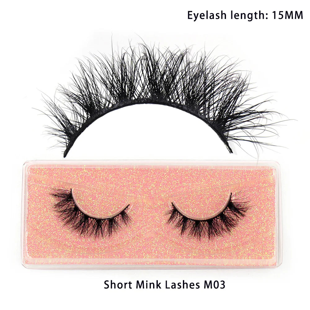LEHUAMAO Maquiagem Short Natural Soft Mink Lashes Volume Fluffy Wispy Lashes 12mm-15mm False Eyelashes Eyelash Extensio Makeup