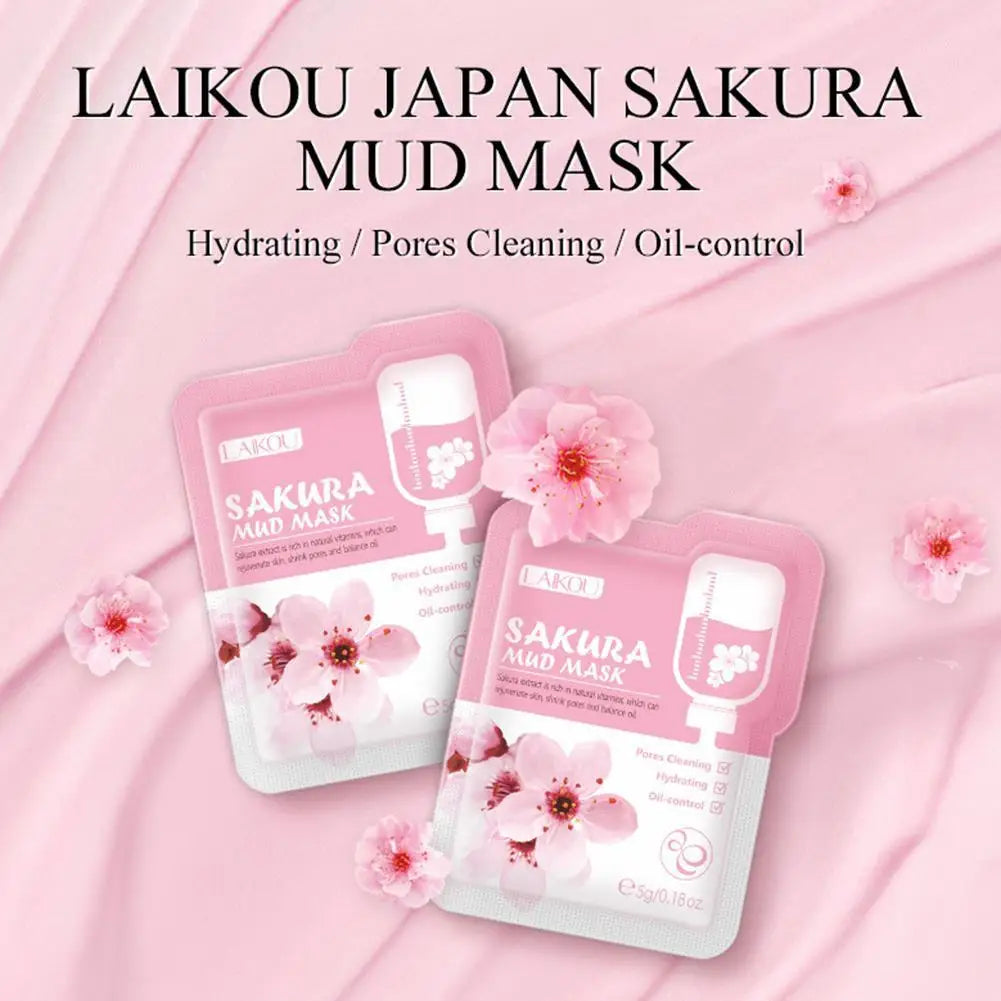 12pcs Sakura Mud mask Brightening Hydrating Face Mask Luminious Skin Clean Facial Cleansing Clay Hydrating Anti Wrinkle Skincare