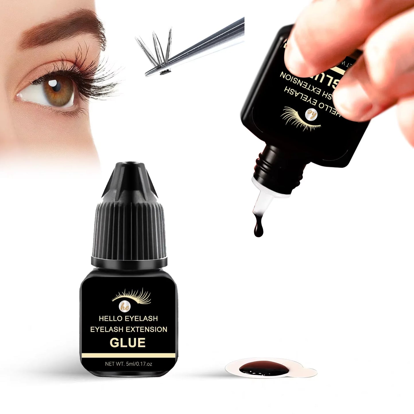 Professional DIY Waterproof Eyelash Extension Glue Quick Drying Strong Hold Long Lasting 14 Days for Home Use Low Smell eyelasah