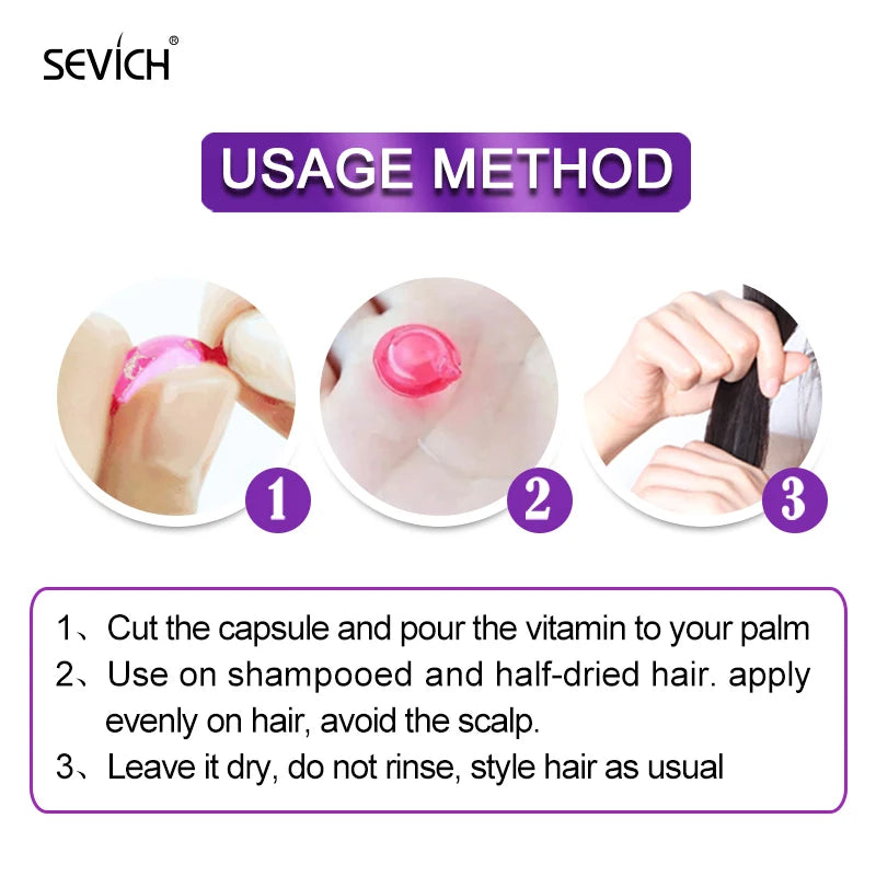 30Pcs Anti Hair Loss Hair Vitamin Capsule Oil Keratin Complex Oil Smooth Silky Hair Serum Hair Mask Repair Frizz Damaged Sevich