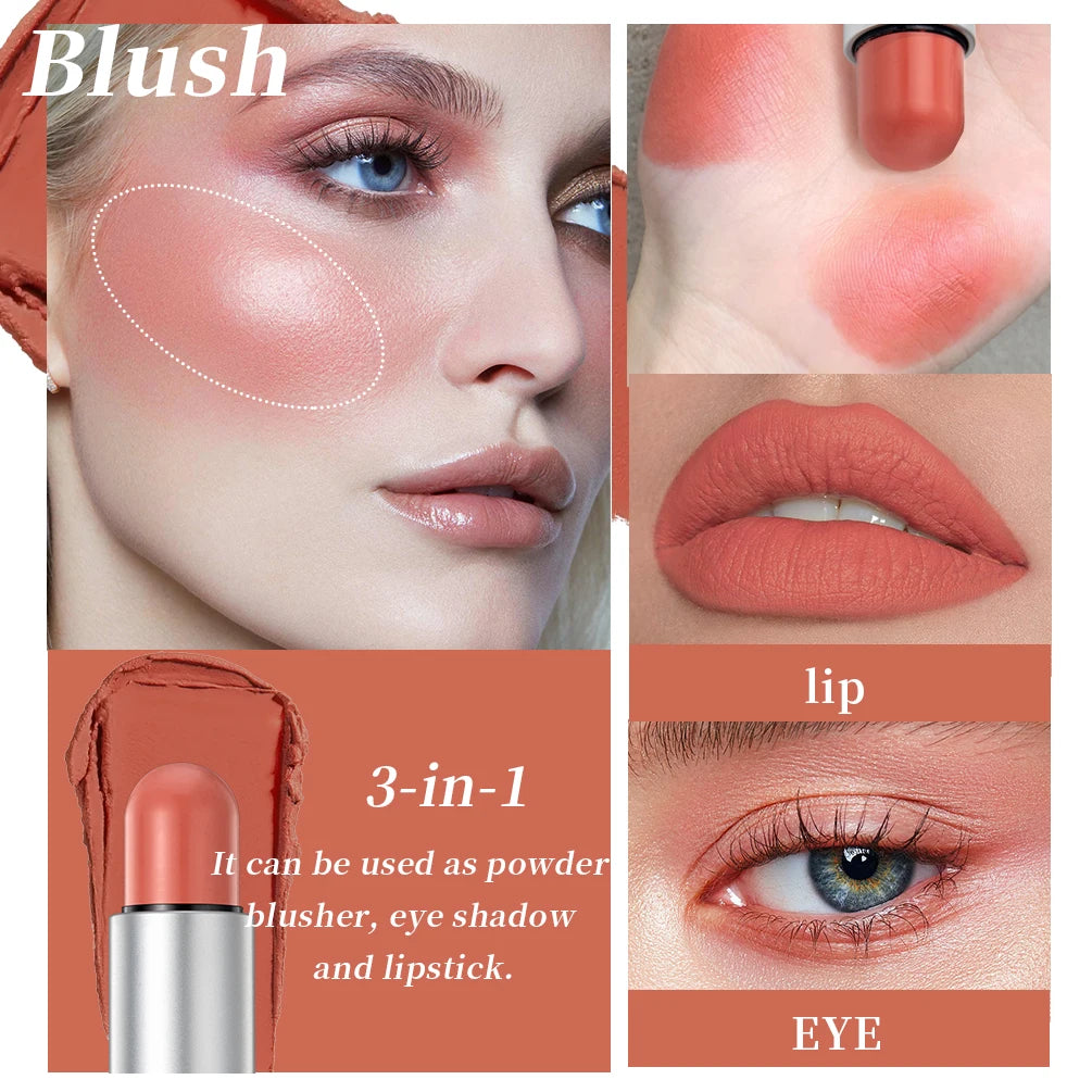 QIBEST New Highlight For Face Waterproof Soft Cream Texture Bronzer Contour Stick Face Blusher For Cheek Beauty Makeup Cosmetics