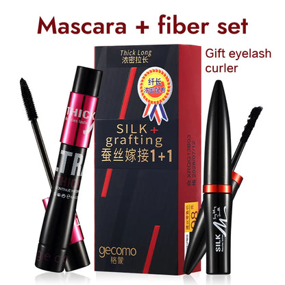 Fiber Mascara Set With Double Tubes Waterproof And Long-lasting Creates Long Naturally Curled Eyelashes Without Smudging