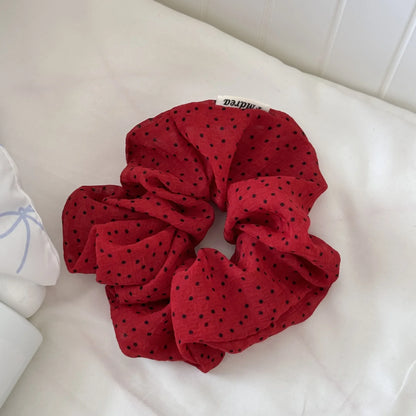 Women's New Scrunchies French Style Sweet Fashionable Hair Band Polka Dot Stripes Solid Color Buns Sweet Style Kawaii Hair Tie