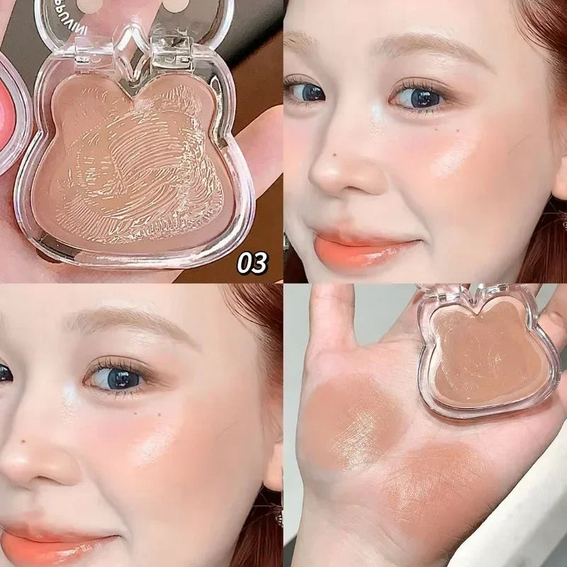 Water Light Cream Blush Matte Multi-purpose Highlight Cream Cute Rabbit Shape Blusher Pink Purple Cheek Tint Makeup Rouge Cream
