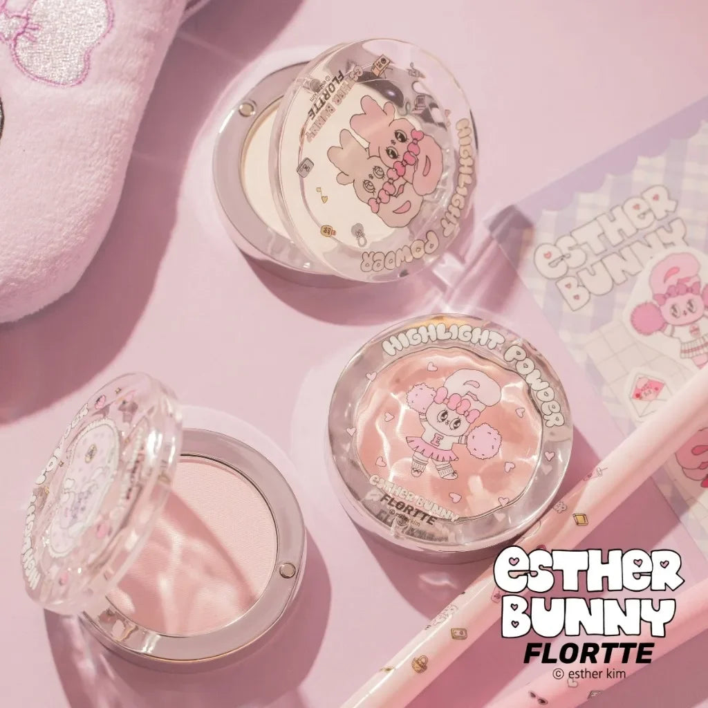 FLORTTE Esther Bunny Single-Colour Highlighter Powder Matte Brighten Contour Palette Face Makeup Cosmetics