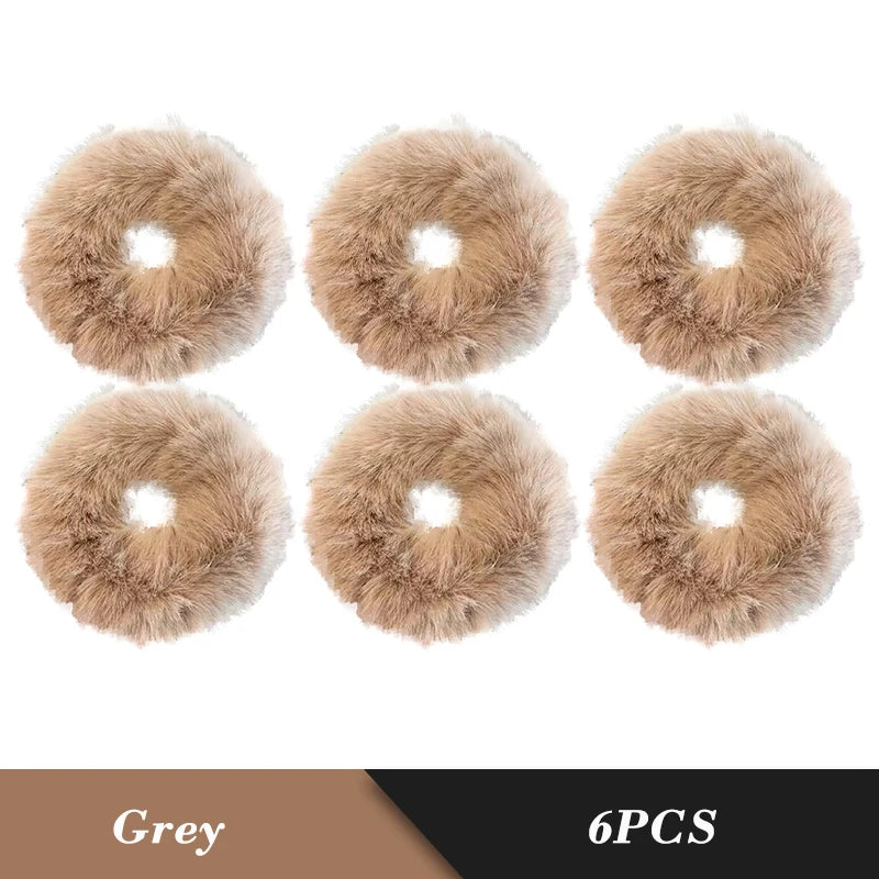 1PC Fluffy Warm Autumn Winter Elastic Hair Band Scrunchies Large Intestine Hair Ring For Women Girls Plush Hair Rope Hairwear