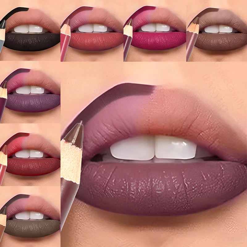 Dark Brown Waterproof Lip Liner Matte Long Lasting Makeup Pens 28 Colors Non-stick Cup Lipstick Pencil Women Party Lip Cosmetic