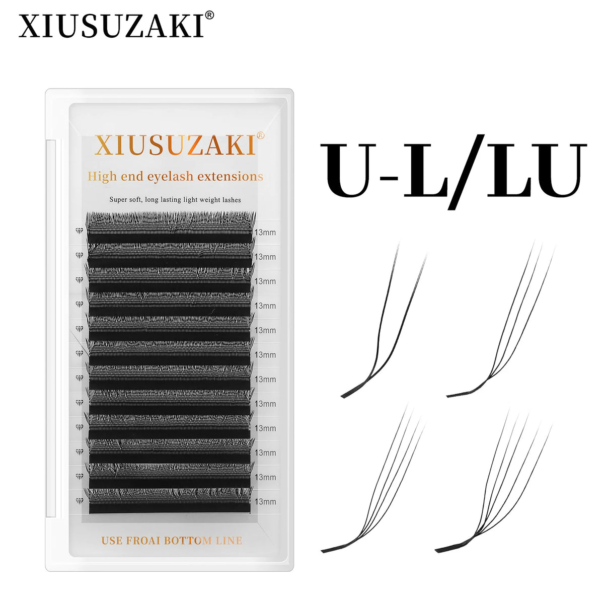 XIUSUZAKI L/LU/M Curl U-Shaped YY 3D 4D 5D Eyelash Extensions U Lashes Extension Mink Premade Volume Fans False Eyelashes