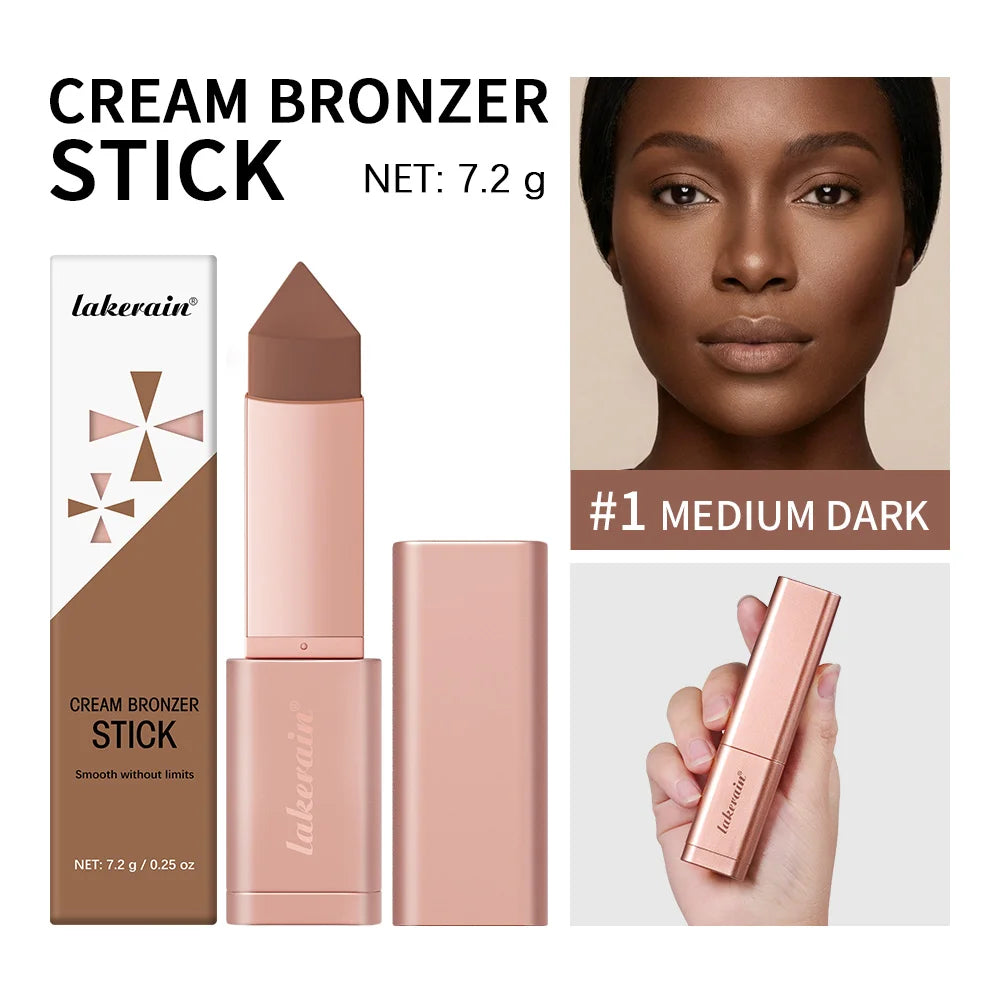 3D Bronzer Contour Stick Face Makeup Lasting Smooth Contour Bronzing & Contouring 2 IN 1 Creamy Bronze Stick Cosmetics 5 Colors