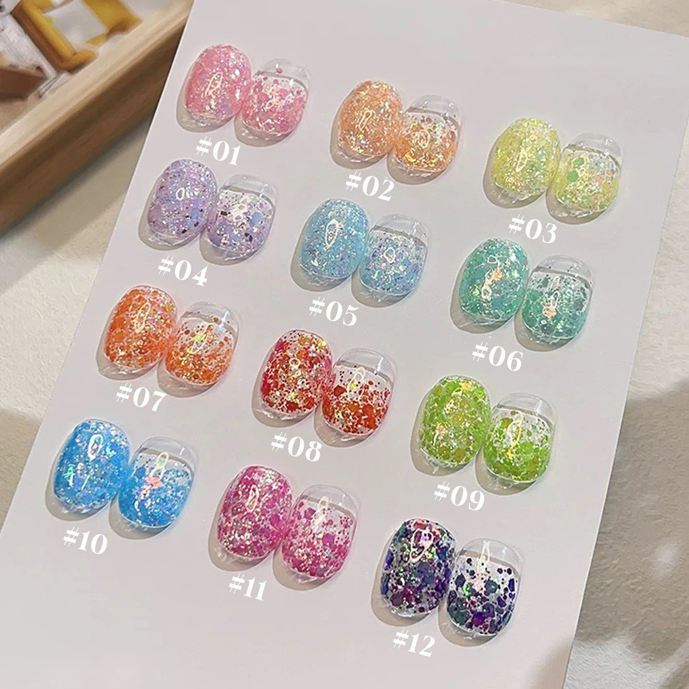 MIANEL 1-12PCS Star-chasing Moon-chasing Gel Nail Polish 2026 Popular Whitening Strobe Sequin Flashing Nail Polish White Nails