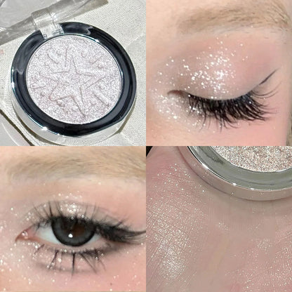 Pink Glitter Eyeshadow Powder Highlighter Monochrome Diamond Shimmer Silkworm Brighten Highgloss Sequins Multi-purpose Makeup