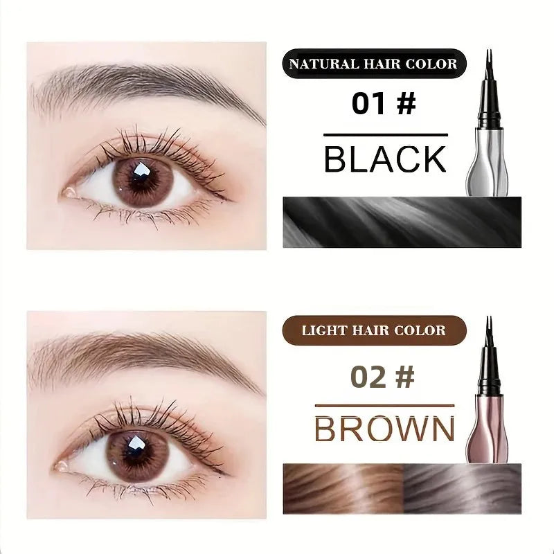 2 Point Wild Eyebrow Pencil Long-Lasting Easy Grip Waterproof Thin Liquid Silkworm Brow Pen Korean Makeup for Eyebrow Tattoo