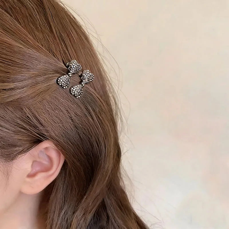 4pcs/set Elegant Mini Rhinestones Bow Hairpins For Women Girls Sweet Hair Ornament Small Hair Clips Fashion Hair Accessories