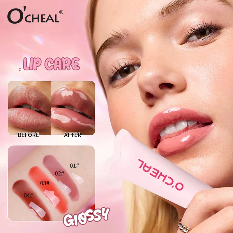 O'Cheal Liquid Lip Balm Moisturizing Hydrating Tinted Lip Oil Glass Lip Mirror Gloss Water Gloss Lip Glaze Anti-Cracking Lip Wrinkle Improvement Transparent Lip Gloss Multi-Color Options Fall/Winter Essential Item