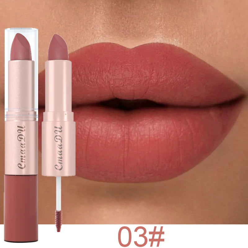 1/3pcs 2 in 1 Velvet Matte Lipstick Set Double Head Lip Gloss Kit Non-stick Cup Lip Tint Long Lasting Waterproof Lipstick Makeup