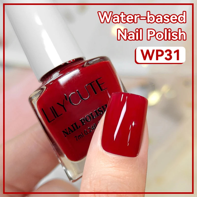 LILYCUTE 7ml Water-Based Nail Polish 40 Colors Long Lasting Quick Drying No Need of Lamp to Cure Nail Supplies For Nail Manicure