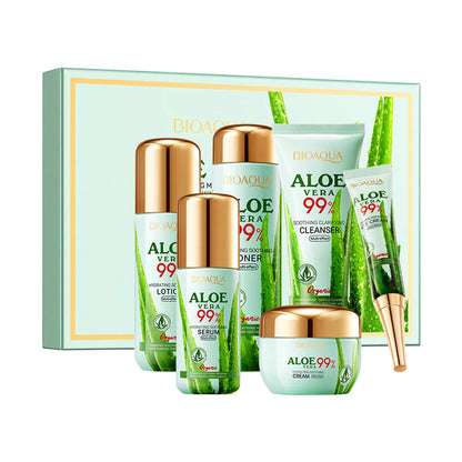 6-Piece Aloe Skin Care Set Aloe Moisturizing Skin Care Face Cream Christmas Gift Box Aloe Cleansing Cream Toner Eye Cream