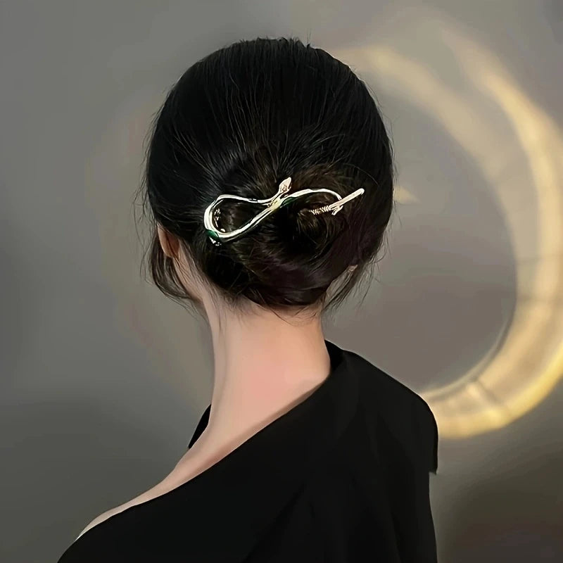 1pc Zinc Alloy Rhinestone Snake Hair Ornament, Retro Elegant High-End Hairpin, Four Seasons Personality Versatile Headwear, Suit