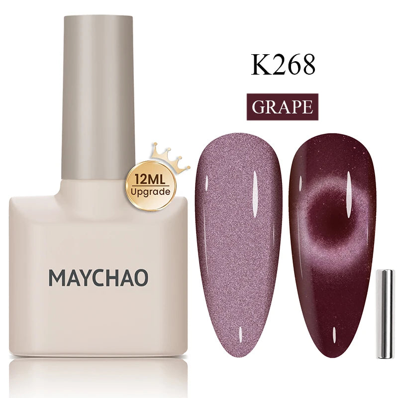 MAYCHAO 10ml Cat Magnetic Gel Nail Polish Cat Eye Glitter Effect Semi Permanent Soak Off UV Gel Varnish Manicure For Nail Art
