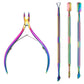 4 Pcs/Set Professional Stainless Steel Nail Cutter Scissor Nippers Muti Function Cuticle Pusher Remover Nail Care Manicure Kits
