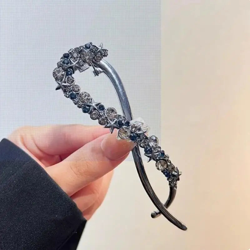 1PC Fashion Hairpins Frog Buckle Ponytail Hair Clips Metal Rhinestone Banana Clip Irregular Hair Clip Headdress Hair Accessories