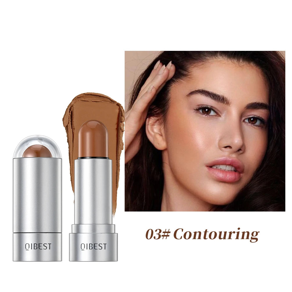 QIBEST New Highlight For Face Waterproof Soft Cream Texture Bronzer Contour Stick Face Blusher For Cheek Beauty Makeup Cosmetics