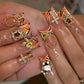 48Pcs 3D Gold Y2K Bulk Art Decor Set Charms Including Heart Rhinestones, Cherries Dollars Roses Crowns and More for Nail