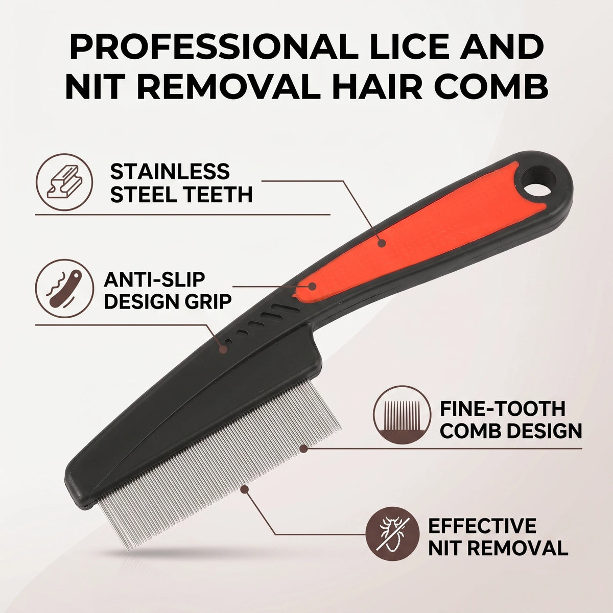 Head Lice Comb Lice Nit Removal Hair Comb Stainless Steel Fine Tooth Comb Lice Comb Professional Head Lice Nit Removal Hair Comb