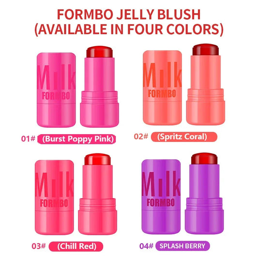 3-in-1 Milk Jelly Tint Facial Blusher Wand Moisturized Long Lasting Matte Rouge Cheek Contour Lipstick Sticker Beauty Makeup