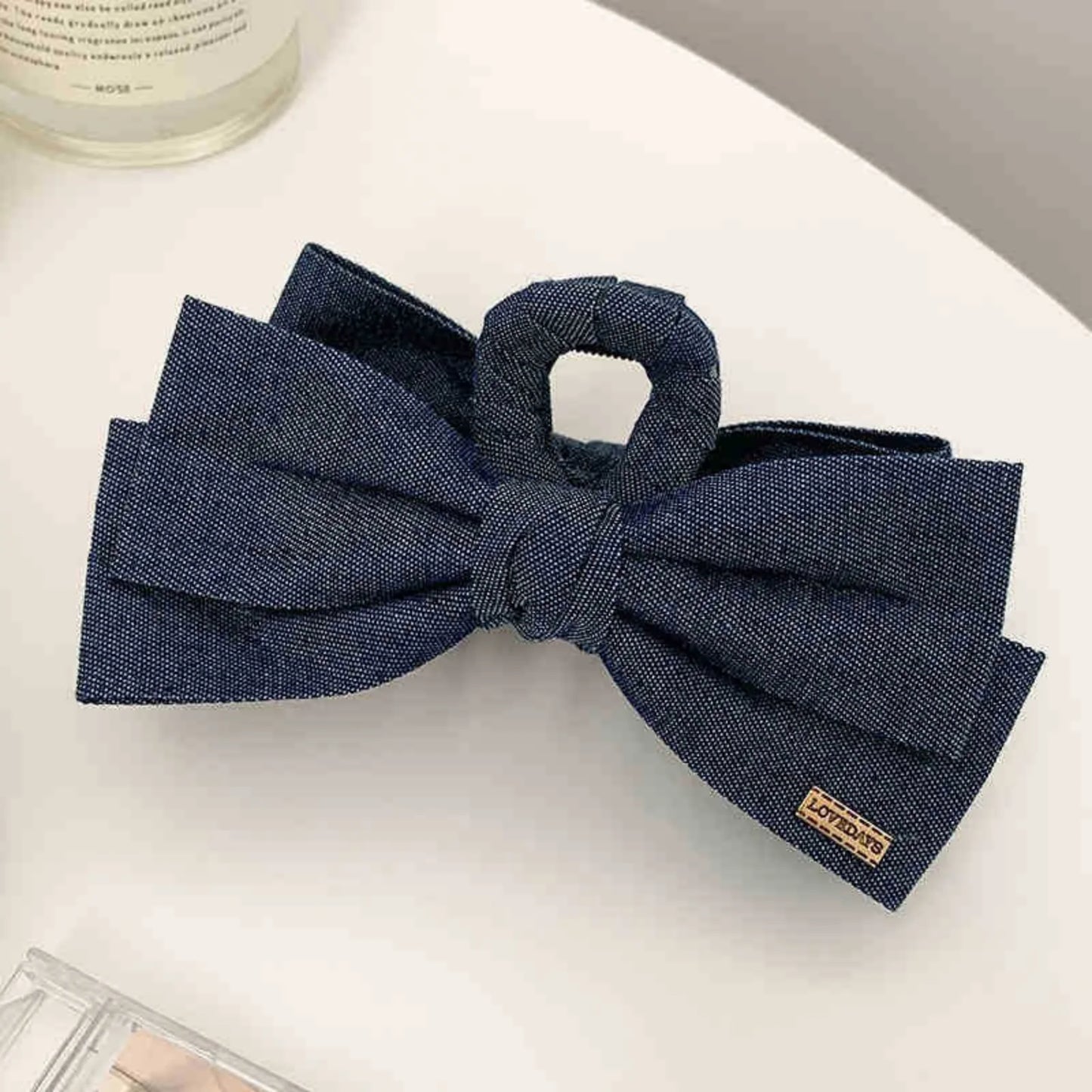 1PC Cowboy Cloth Hair Clip Bow Clip Headdress Female Back of Head Plate Hair Grab Clip Temperament Large Shark Clip Hairpin