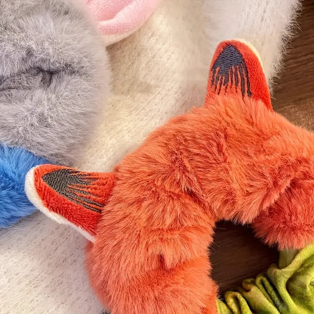 2Pcs Kawaii Fluffy Bunny Fox Hair Tie Scrunchies Cartoon Animal Theme Ear Hair Rope For Girls Women Party Daily Hair Accessories