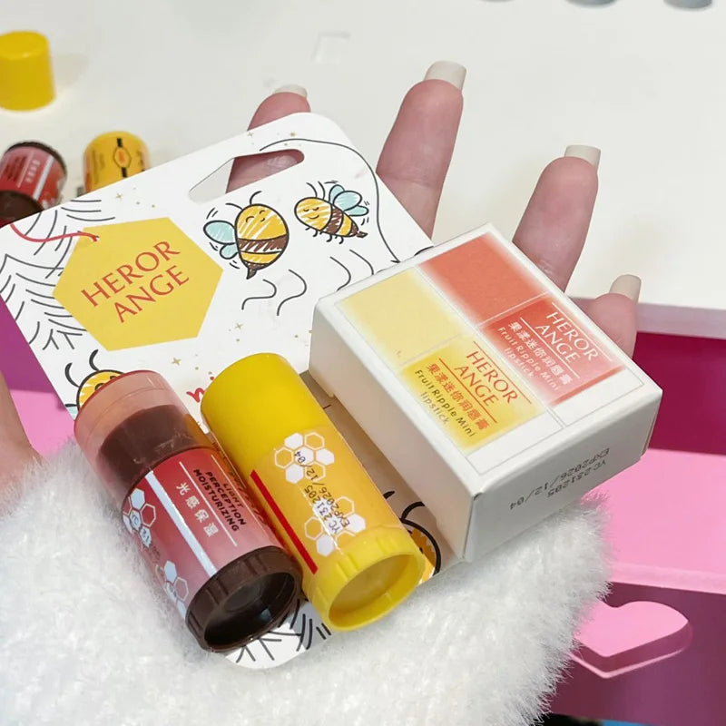 Honey Fruit Mini Lip Balm Moisturizing Nourishing Anti-wrinkle Lip Care Mask Anti-cracking Smooth Lips Sleep Fine Lines Lip Balm