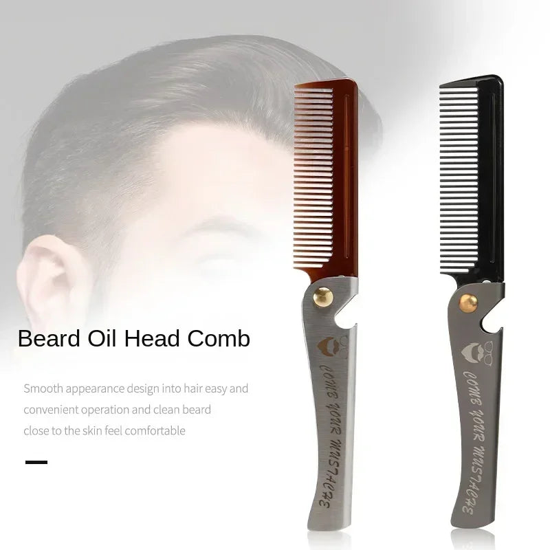 New Foldable comb Folding Pocket Clip Hair Moustache Beard Comb Fashion Men Women Handmade massage hair brush Folding knife comb