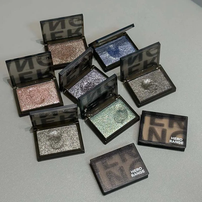 Punk Metallic Glitter Eyeshadow Mousse Matte Shimmer Highlight Pressed Pigments Dark Smoky Purple Pearlescent Eyeshadow Palette